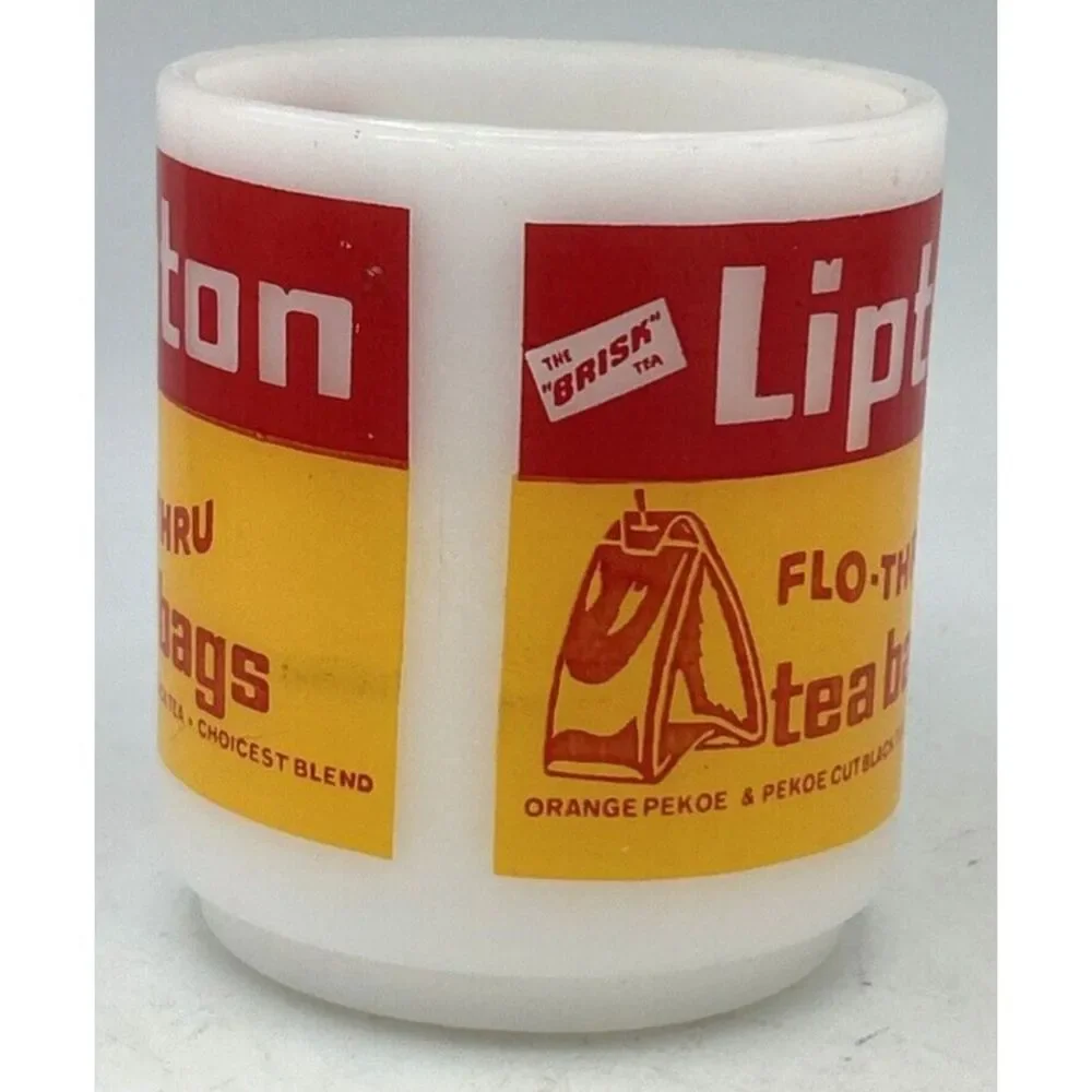 Vtg Cup Mug With Brisk LIPTON FLO-THRU TEA BAGS 3.5